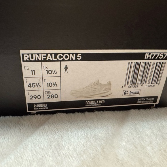 Adidas Men's Run Falcon 5 Cloudfoam White on White Running Shoes - Picture 2 of 5